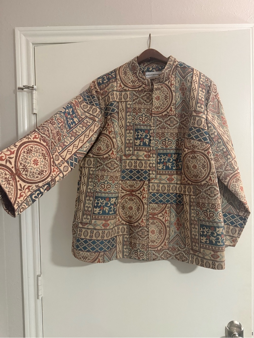 Alfred Dunner Vintage Tapestry Mandarin Collar Jacket 16W